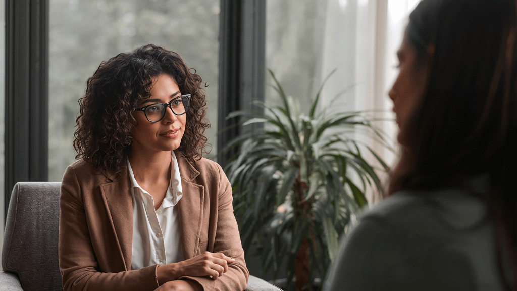 Deux partenaires de théâtre en exercice d'écoute active développant l'intelligence émotionnelle